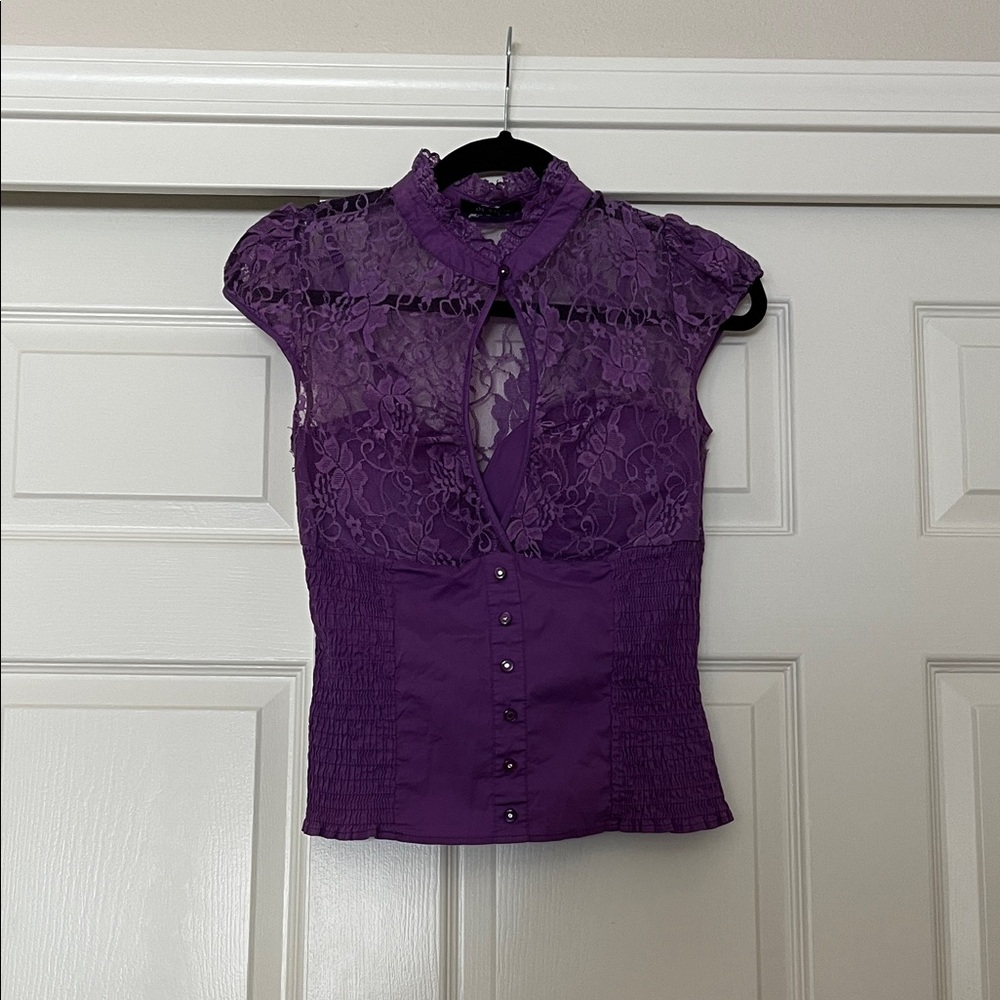 Elegant Purple Lace Blouse for Women